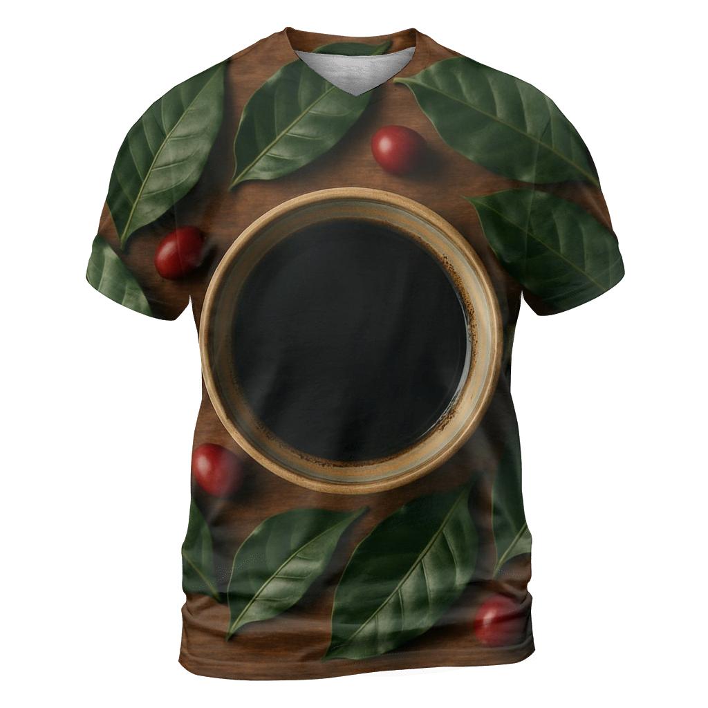 Forest Roast Leaf Cup artistic all-over print tops