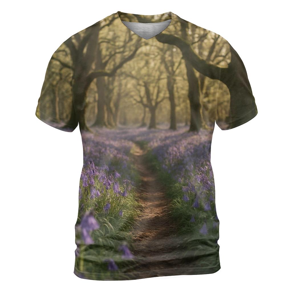 Bluebells In Ancient Woodland Hollow designer pattern shirts
