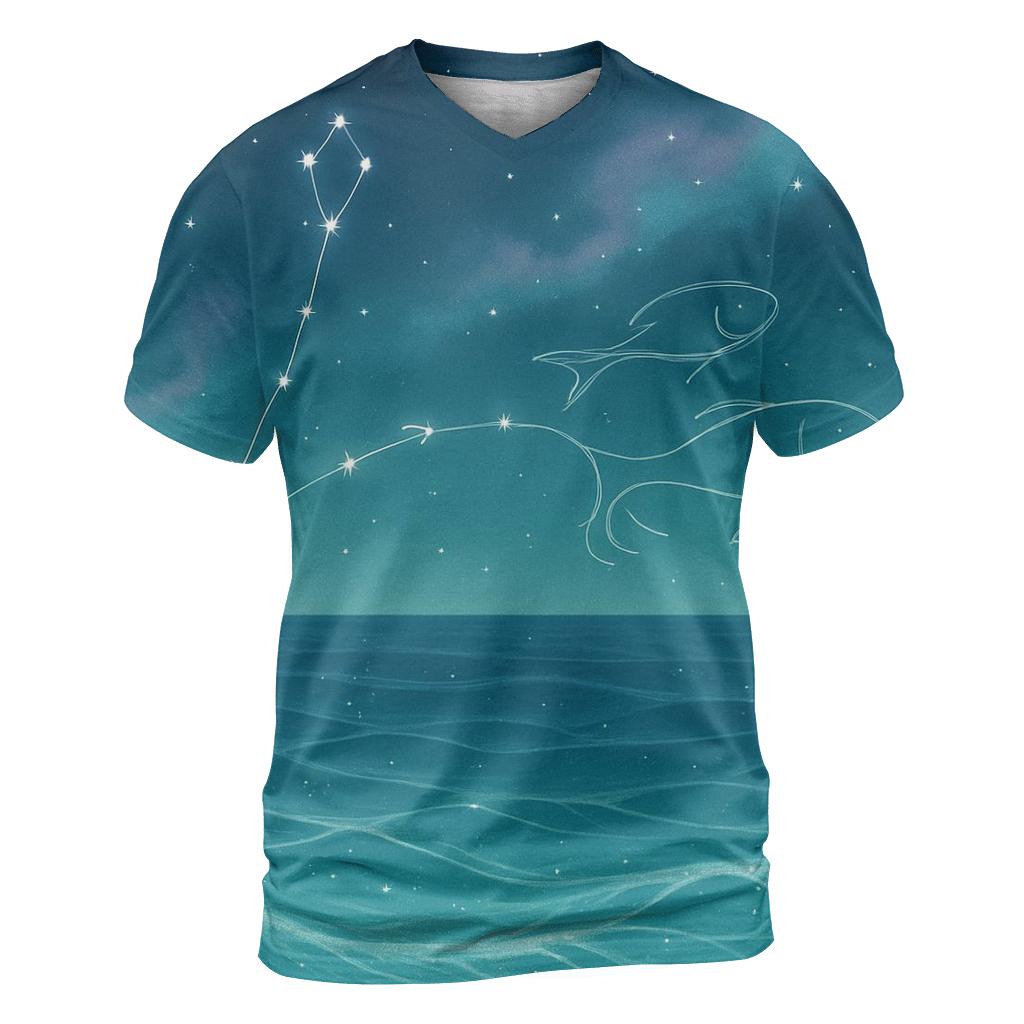 Pisces Dream Tides Constellation Veil vibrant all-over design tees