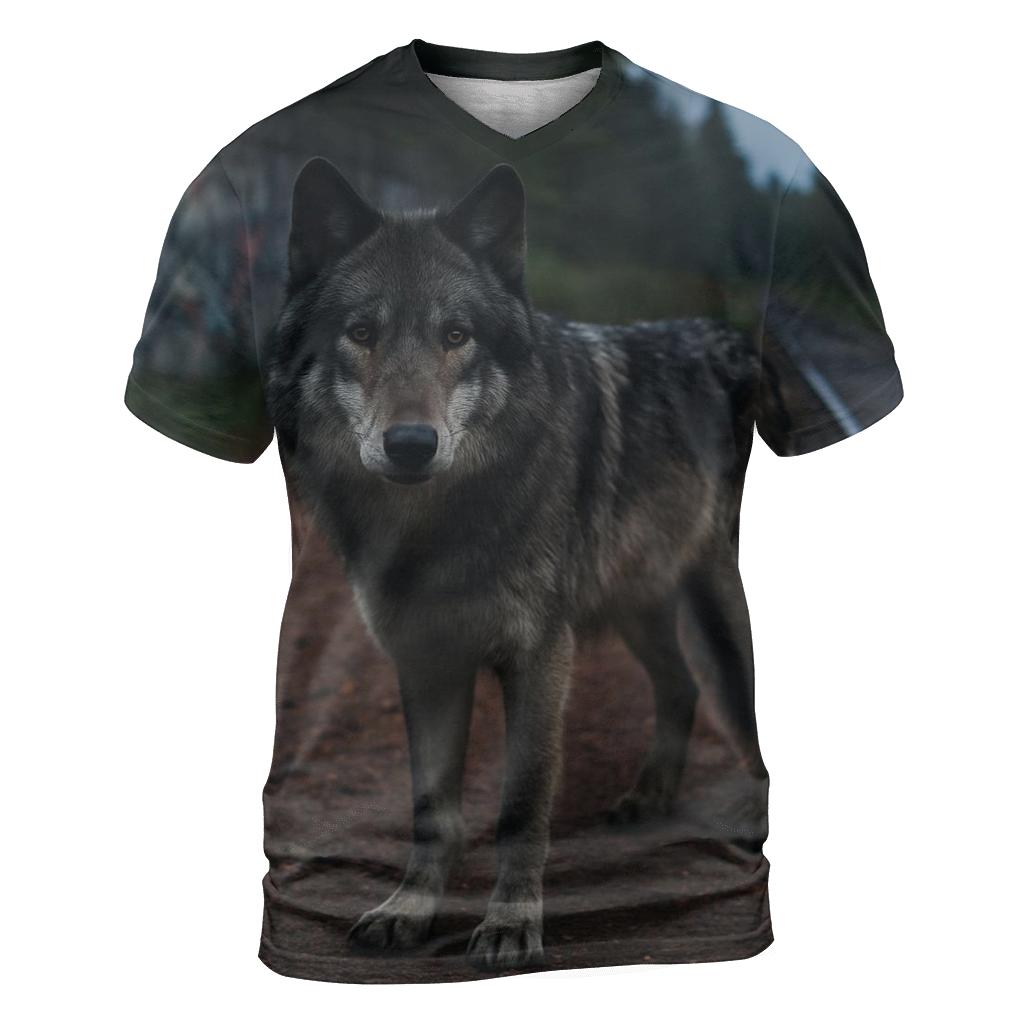Urban Edge Wolf At Abandoned Rail Line artistic all-over print tops