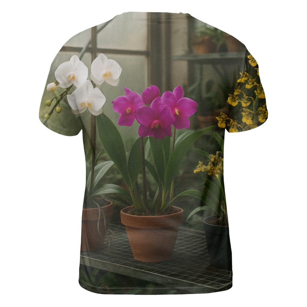 Orchid Collection In Home Greenhouse designer pattern shirts