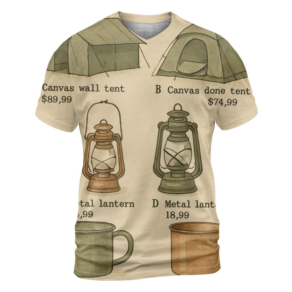 Vintage Camping Supply Catalog Page vibrant all-over design tees