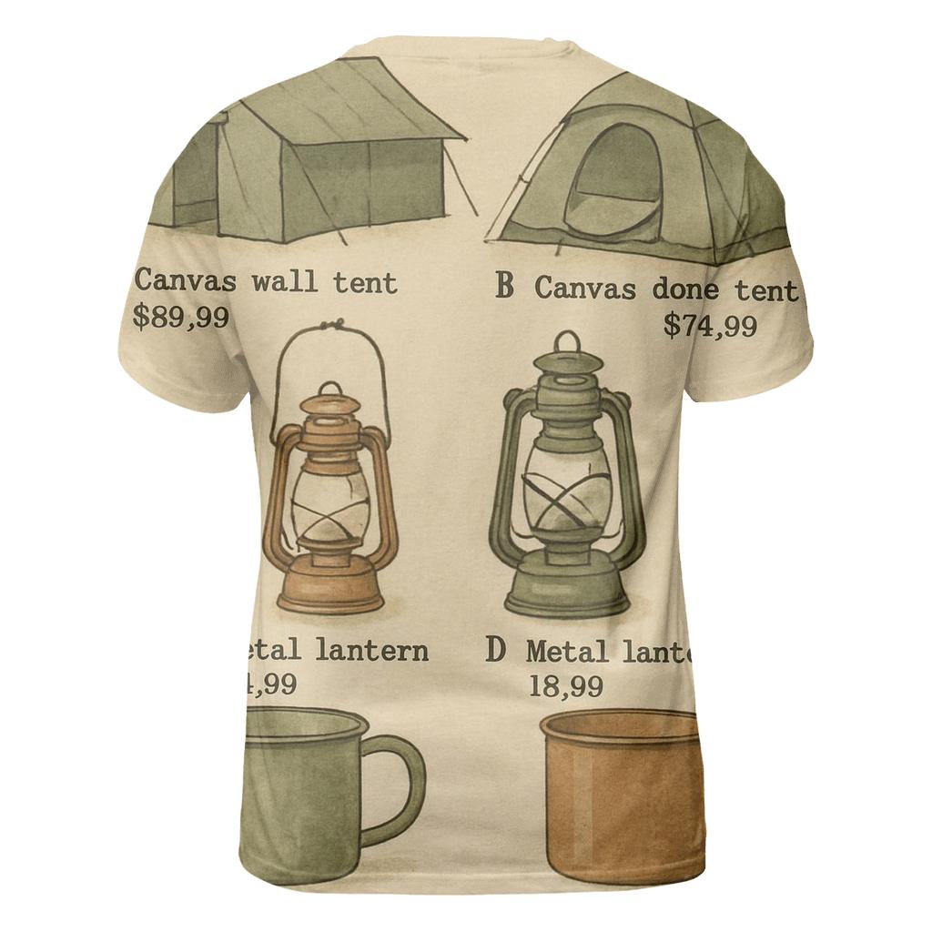 Vintage Camping Supply Catalog Page vibrant all-over design tees