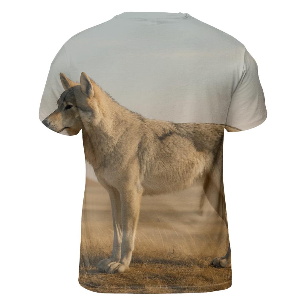 Steppe Wolf Among Ancient Burial Mounds custom all-over print shirts