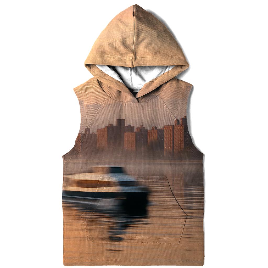 Harlem River Sunrise Skyline Reflection embroidered hoodies