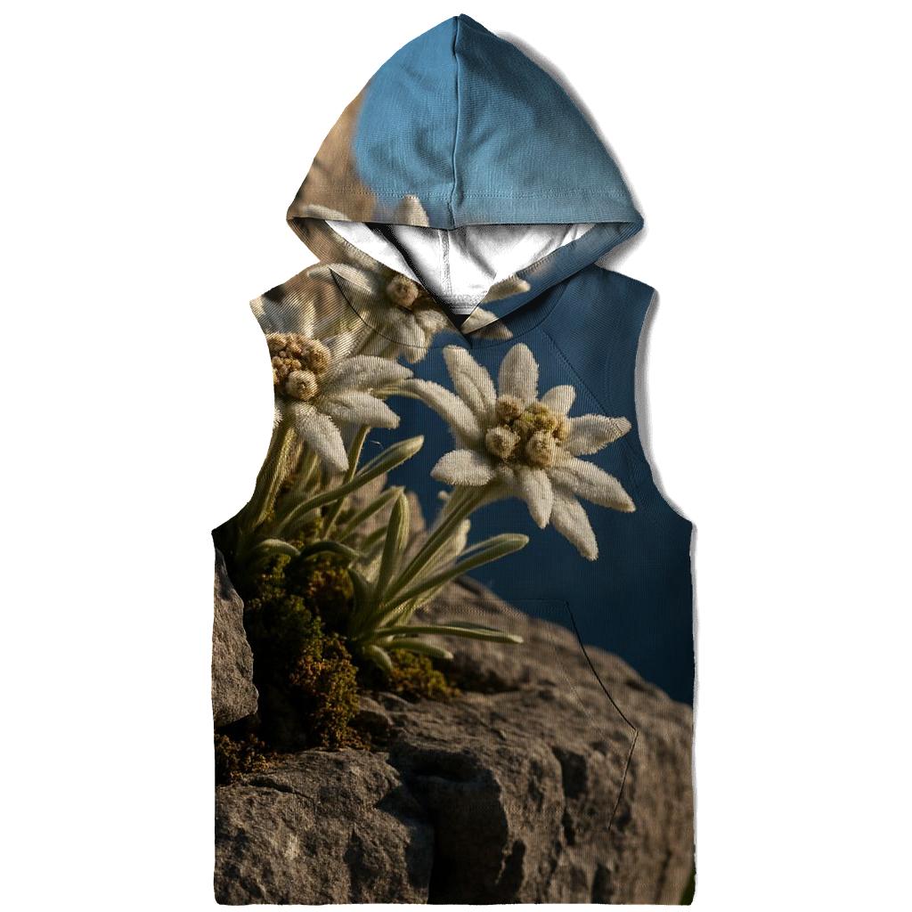 Alpine Edelweiss On Rocky Ledge heavyweight hoodies