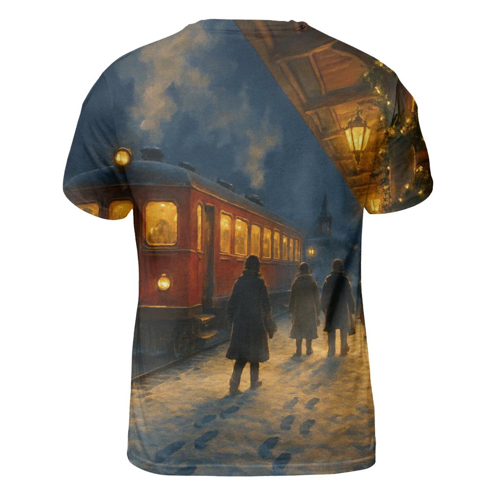 Midnight Train To Christmas Village artistic all-over print tops