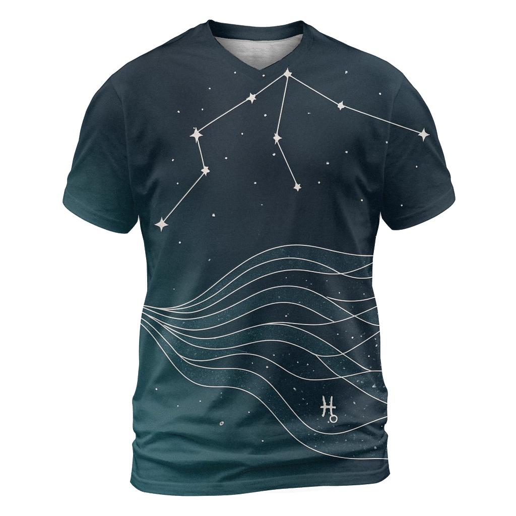 Aquarius Celestial Water Bearing Waves artistic all-over print tops