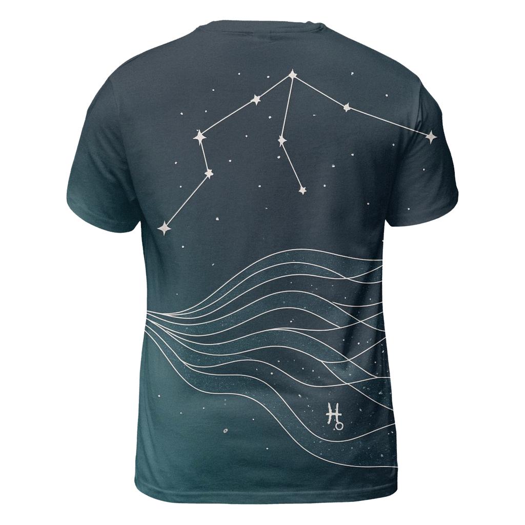 Aquarius Celestial Water Bearing Waves artistic all-over print tops
