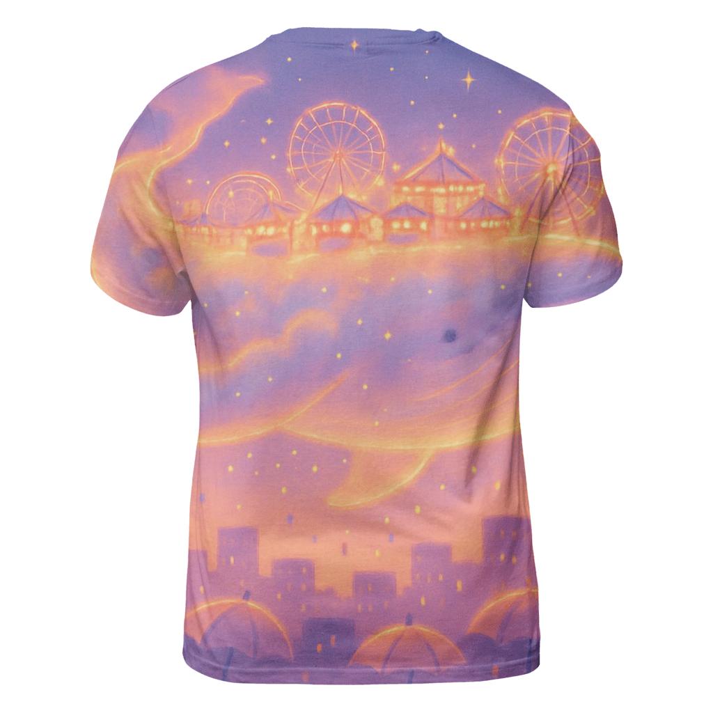 Chaotic Carnival Cloud Whale vibrant all-over design tees