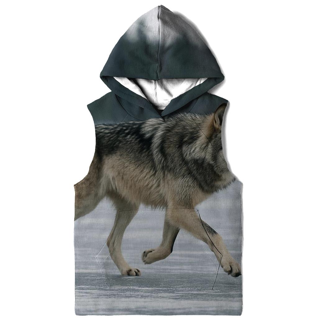 Timber Wolf Crossing Frozen Lake heavyweight hoodies