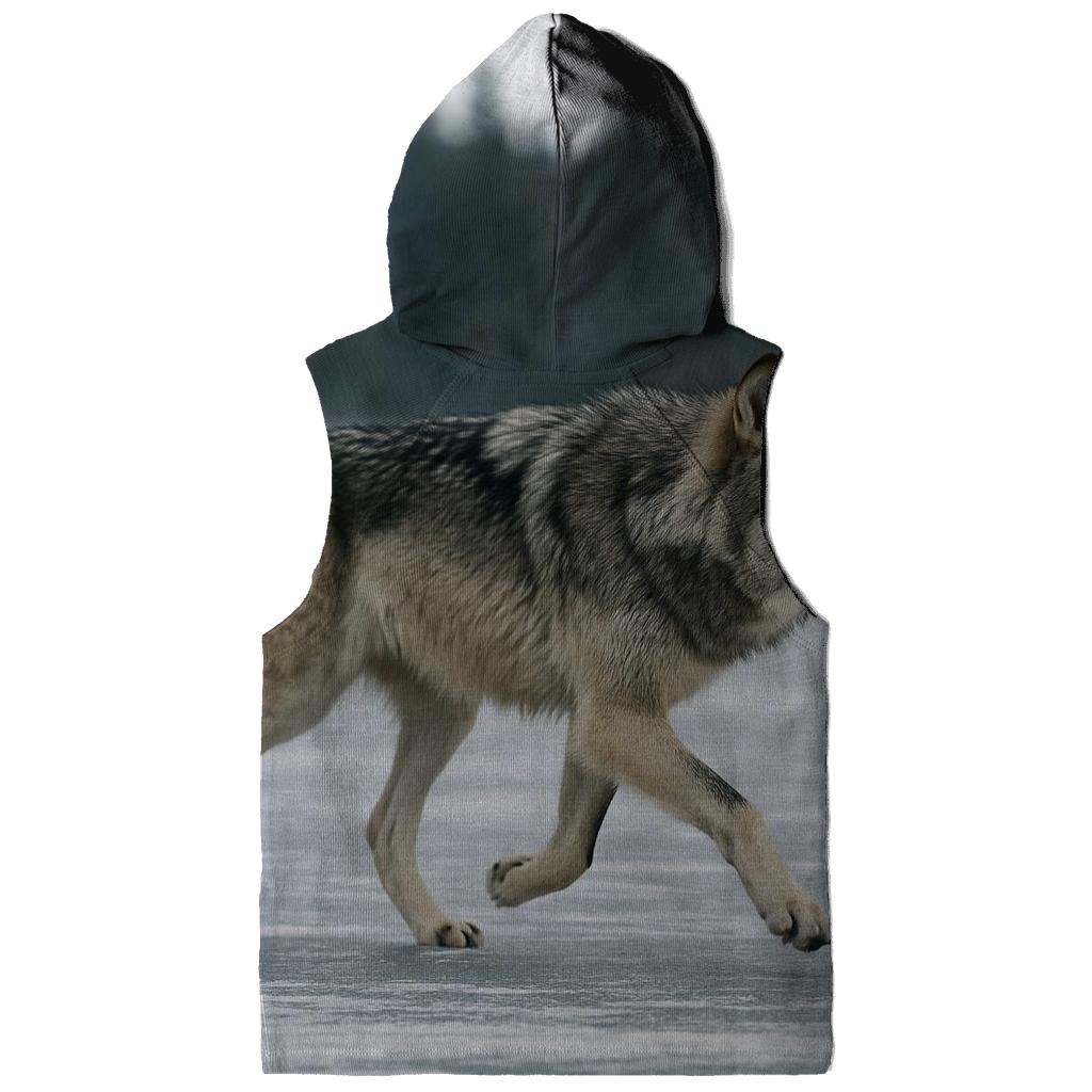 Timber Wolf Crossing Frozen Lake heavyweight hoodies