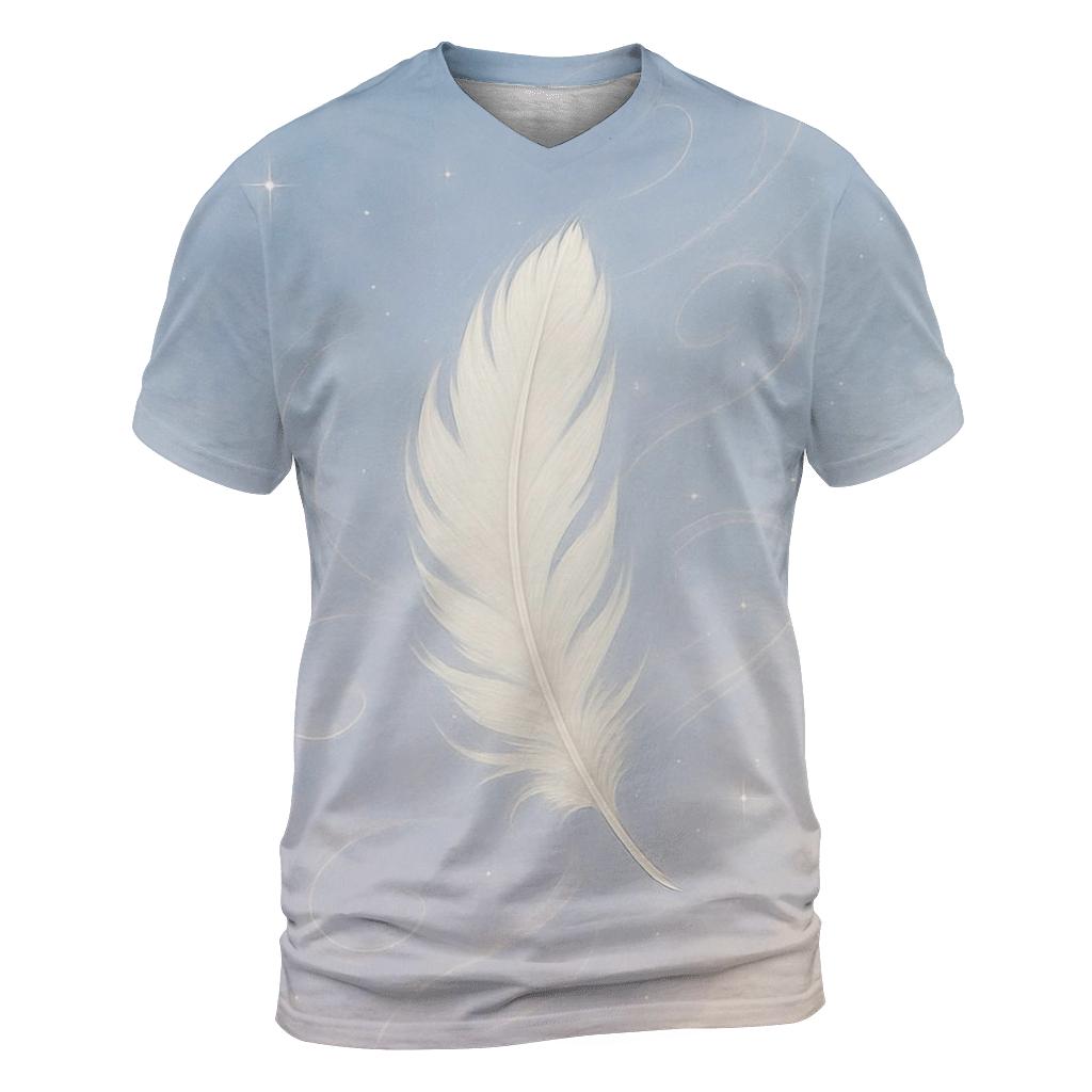 Skyward Feather Drift creative print fashion shirts