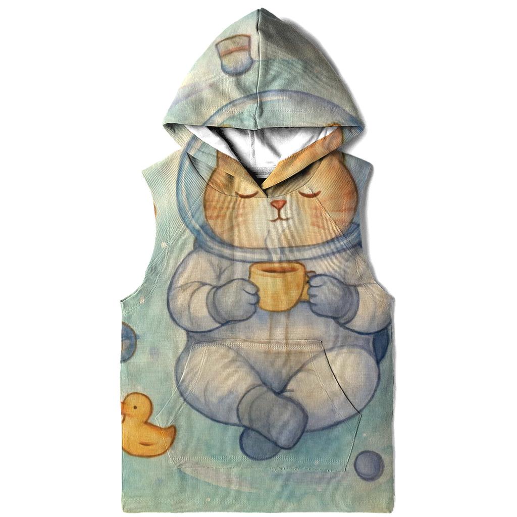 Orbiting Tea Party Cat lightweight hoodies