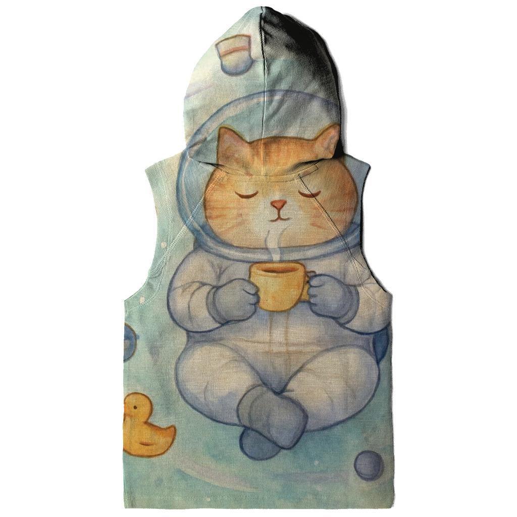 Orbiting Tea Party Cat lightweight hoodies