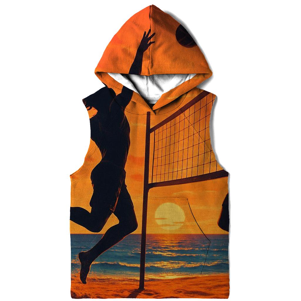 Sunset Beach Volleyball Duel embroidered hoodies