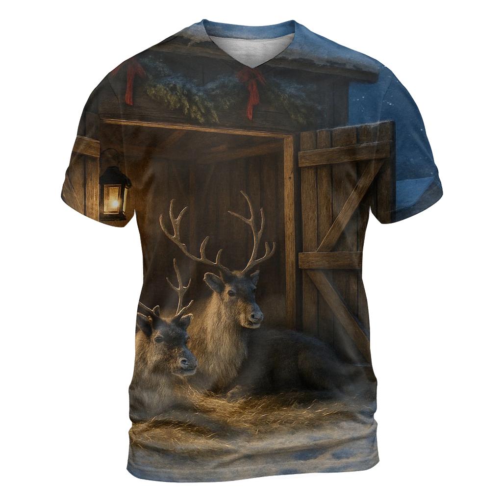 Reindeer Stable On Starlit Farm custom all-over print shirts