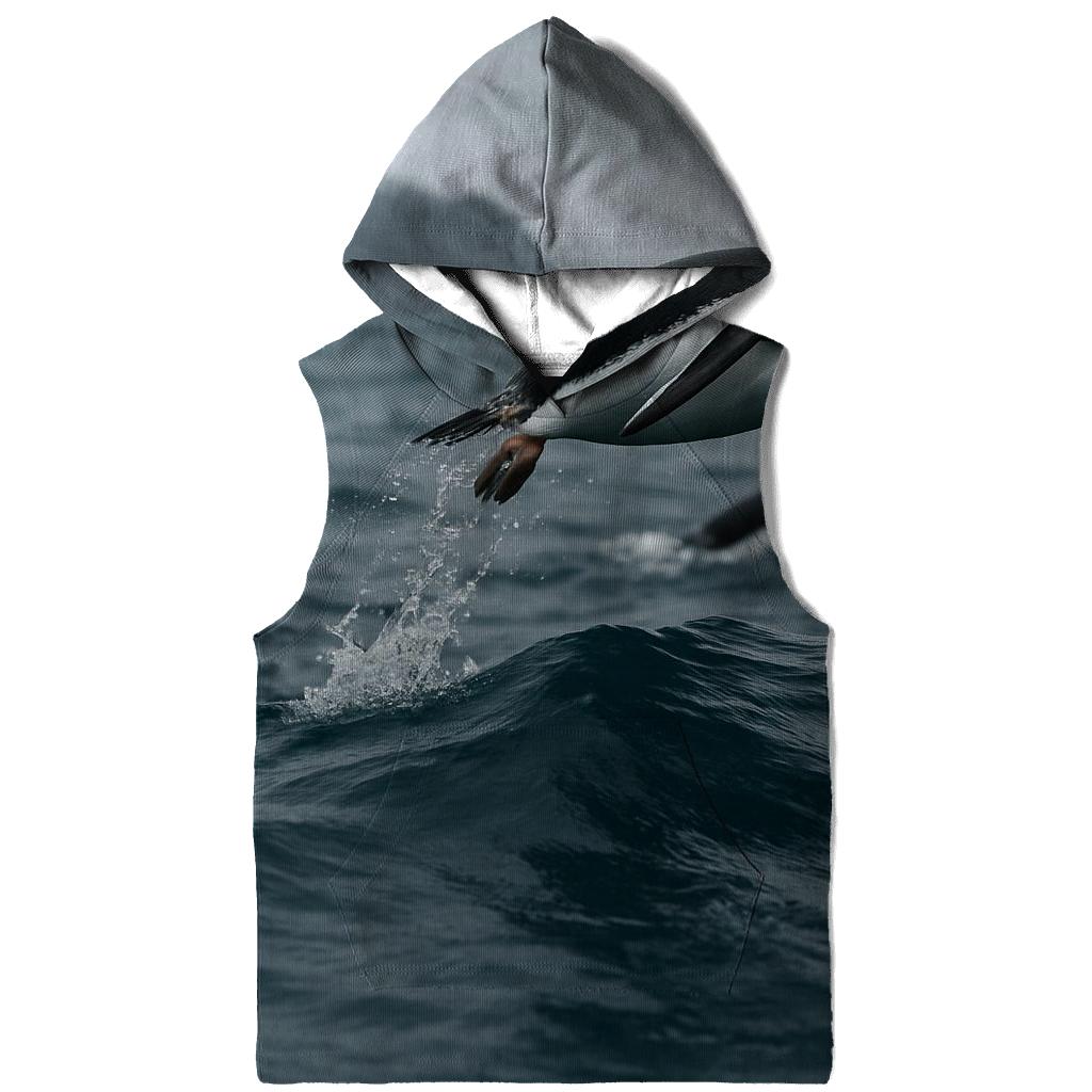 Gentoo Penguins Porpoising Through Swell designer hoodies