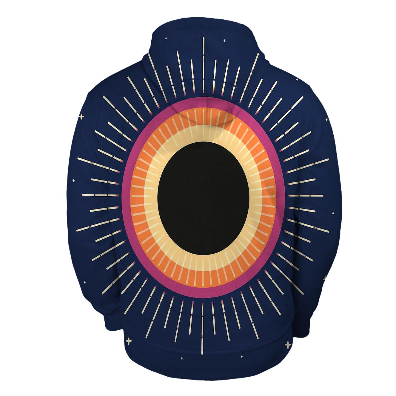 Eclipse Corona Halo Bands zip-up hoodies