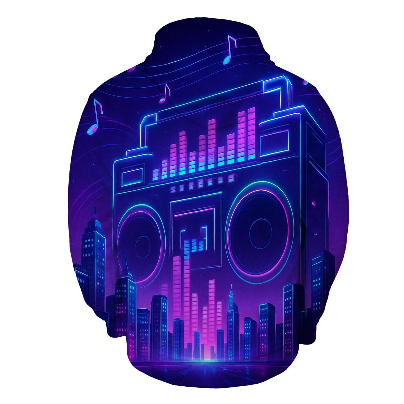 Neon Boombox Skyline custom hoodies