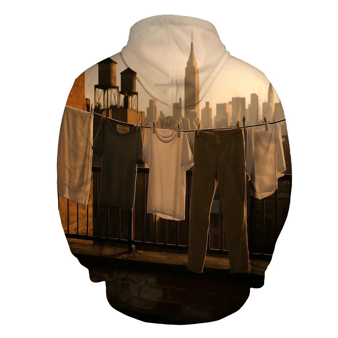 Queens Rooftop Laundry View Of Manhattan zip-up hoodies