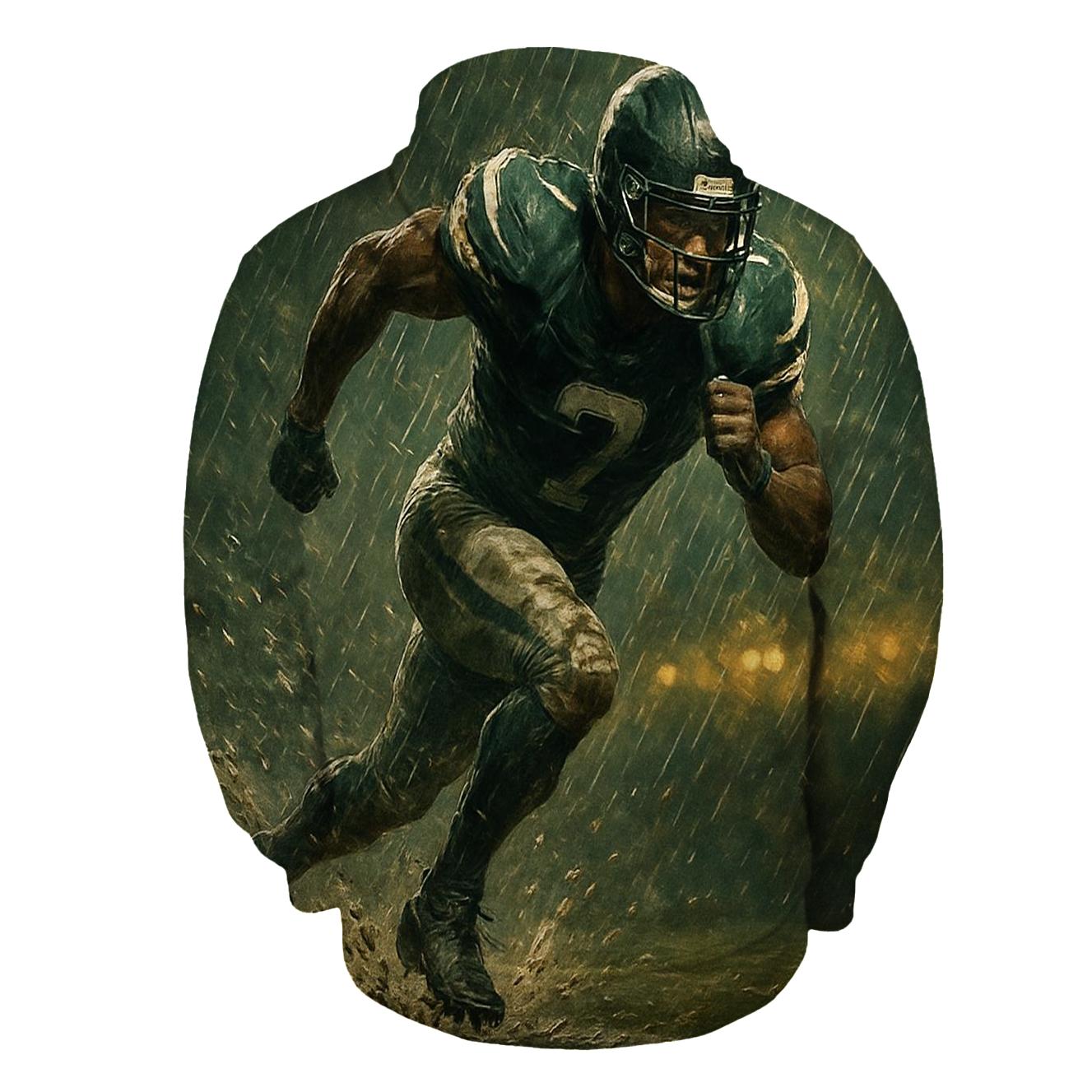 Rain Soaked Football Sprint designer hoodies