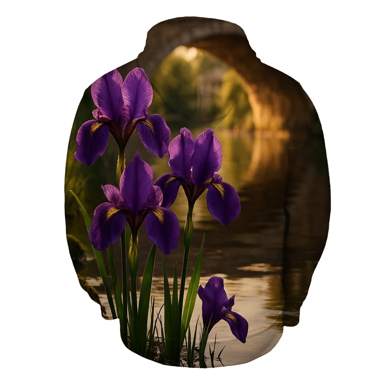 Iris Reflections Beside Old Stone Bridge zip-up hoodies