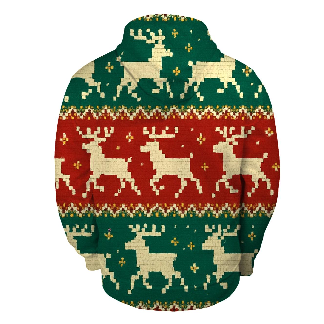 Tacky Tinsel Reindeer Stripe Design embroidered hoodies
