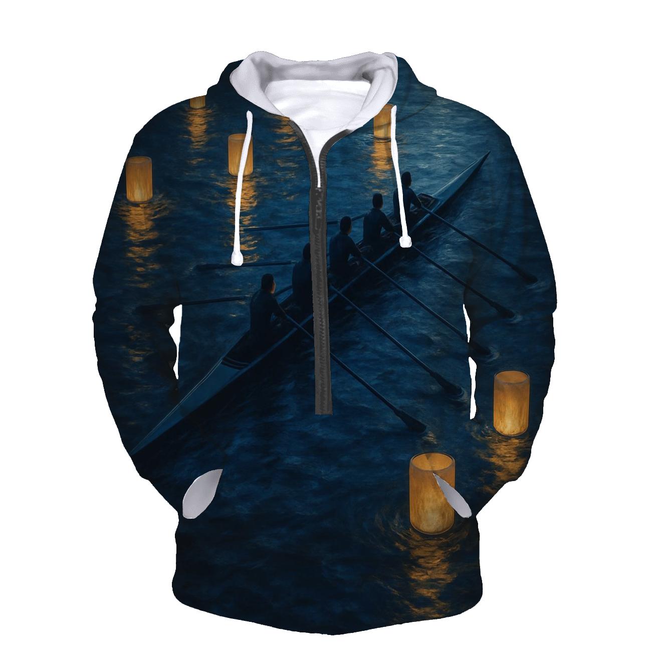 Nighttime Rowing Under Lanterns pullover hoodies