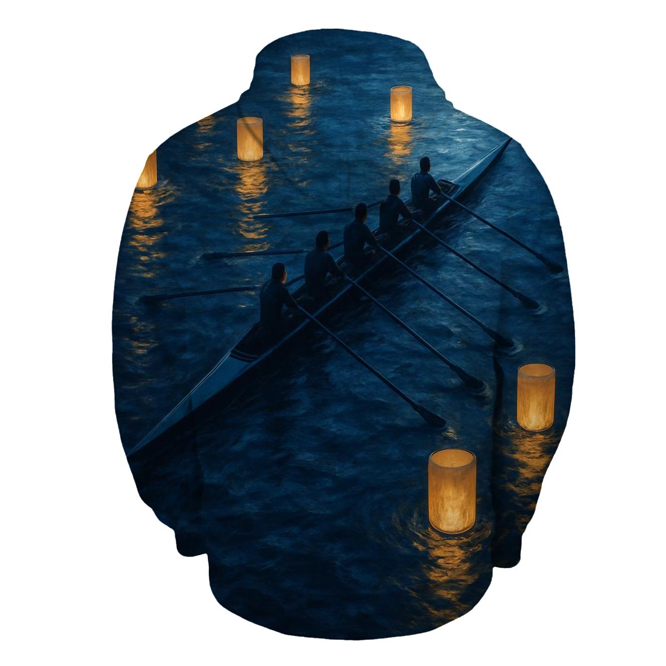 Nighttime Rowing Under Lanterns pullover hoodies