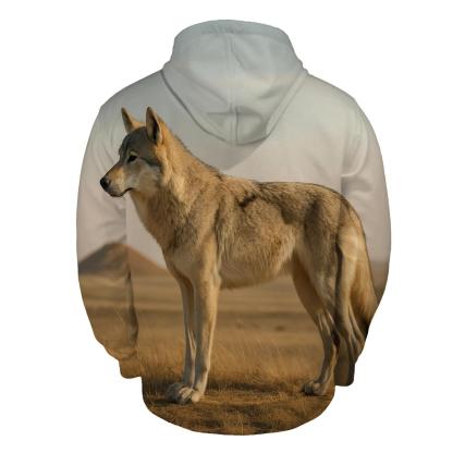 Steppe Wolf Among Ancient Burial Mounds graphic hoodies