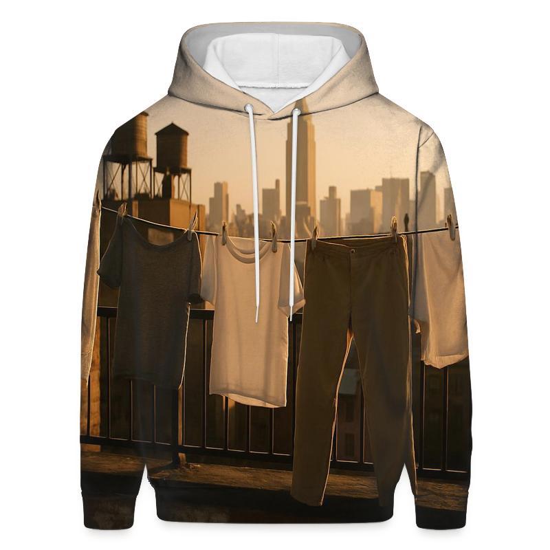 Queens Rooftop Laundry View Of Manhattan heavyweight hoodies
