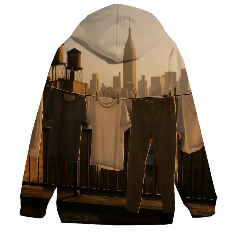 Queens Rooftop Laundry View Of Manhattan heavyweight hoodies