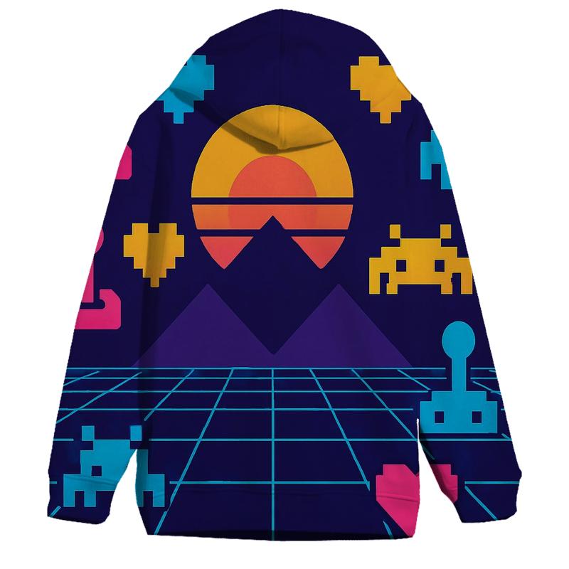 Retro Neon Game Grid hoodie styles