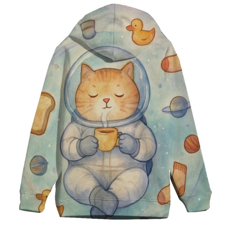 Orbiting Tea Party Cat hoodie designs