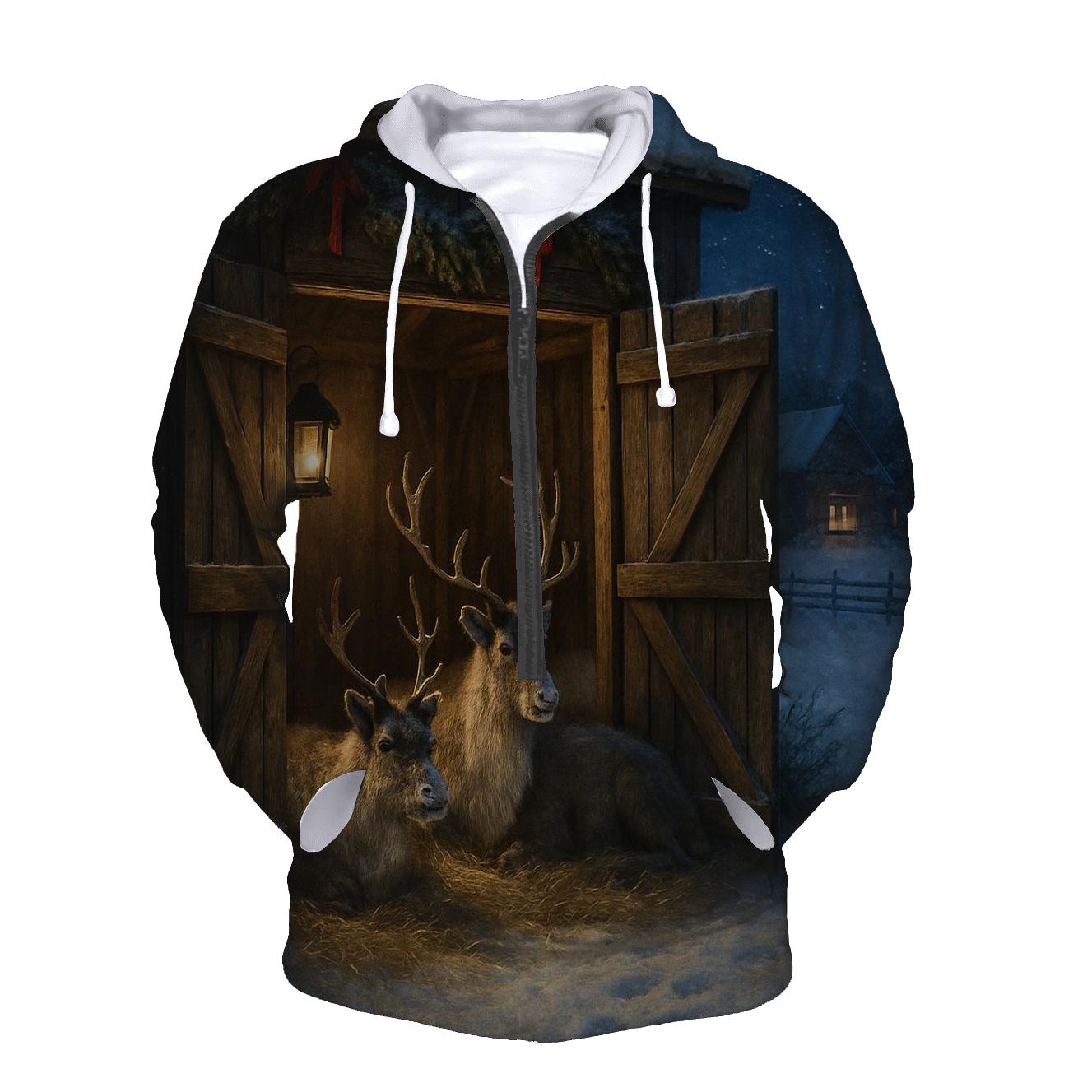 Reindeer Stable On Starlit Farm hoodies fashion