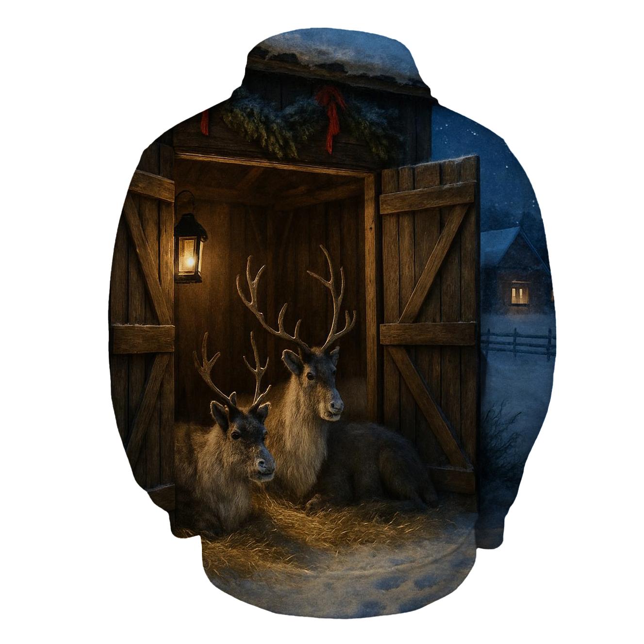 Reindeer Stable On Starlit Farm hoodies fashion
