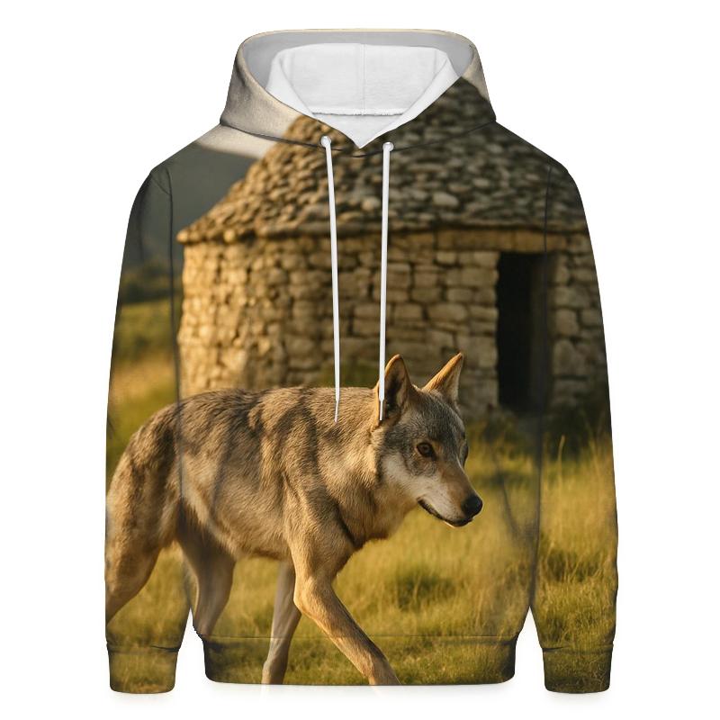 Italian Apennine Wolf Near Shepherds Stone Hut lightweight hoodies