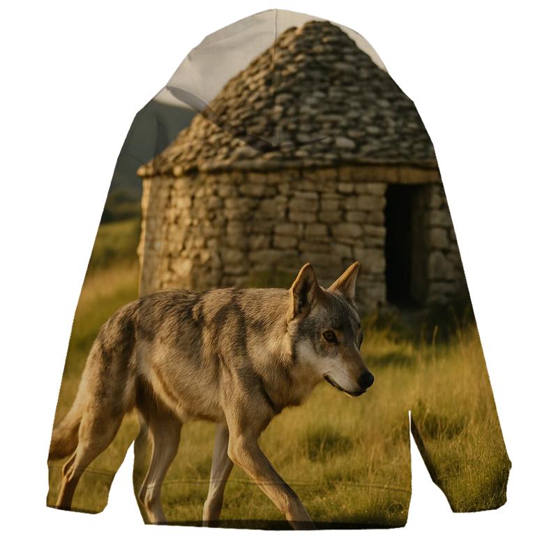 Italian Apennine Wolf Near Shepherds Stone Hut lightweight hoodies