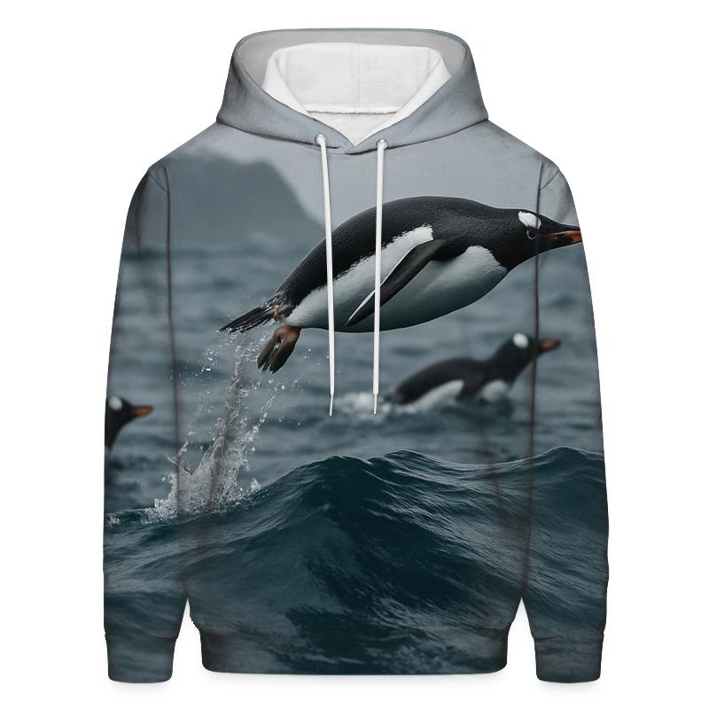 Gentoo Penguins Porpoising Through Swell hoodie styles