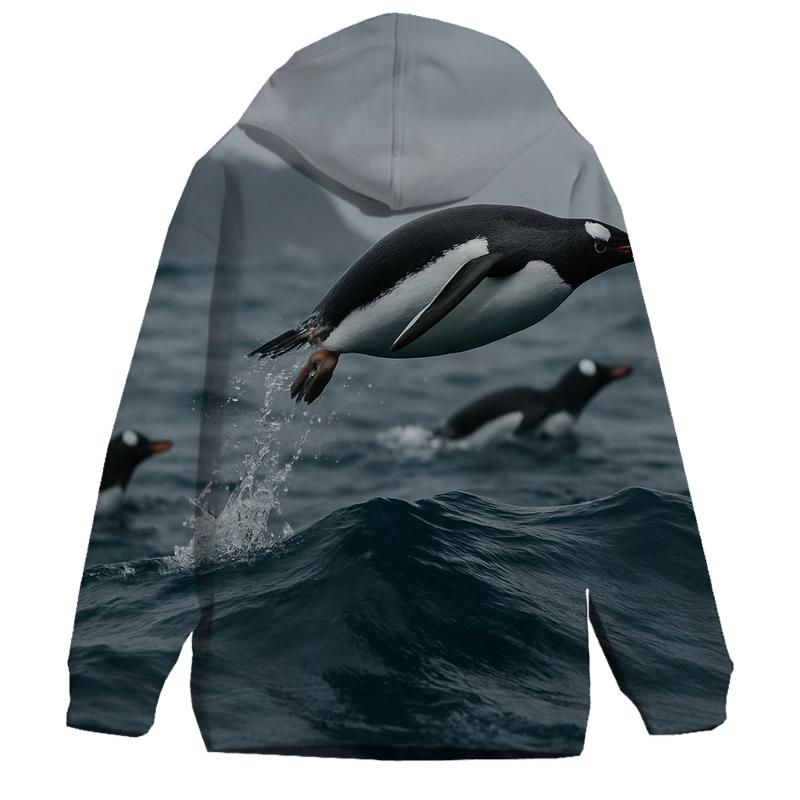 Gentoo Penguins Porpoising Through Swell hoodie styles