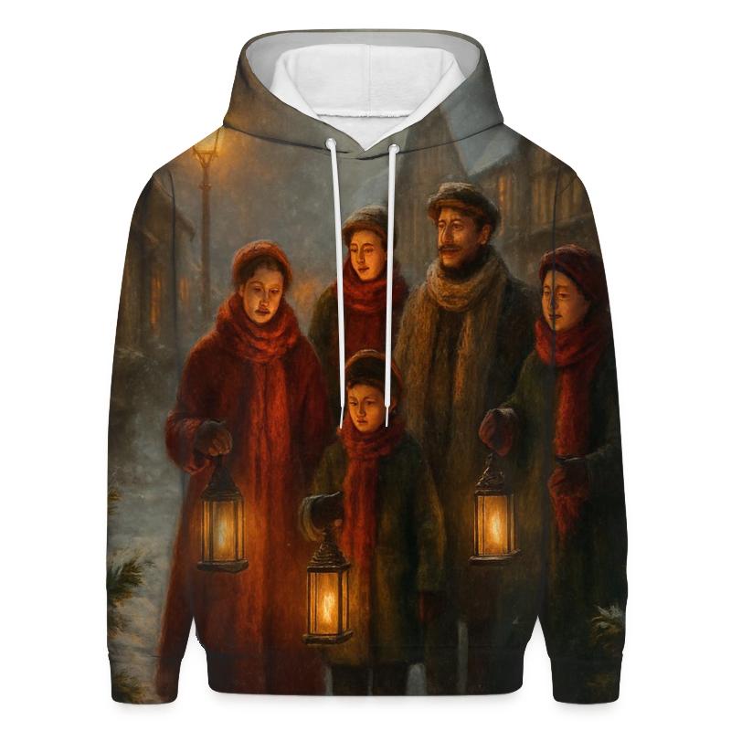 Candlelit Carolers On Snowy Lane pullover hoodies