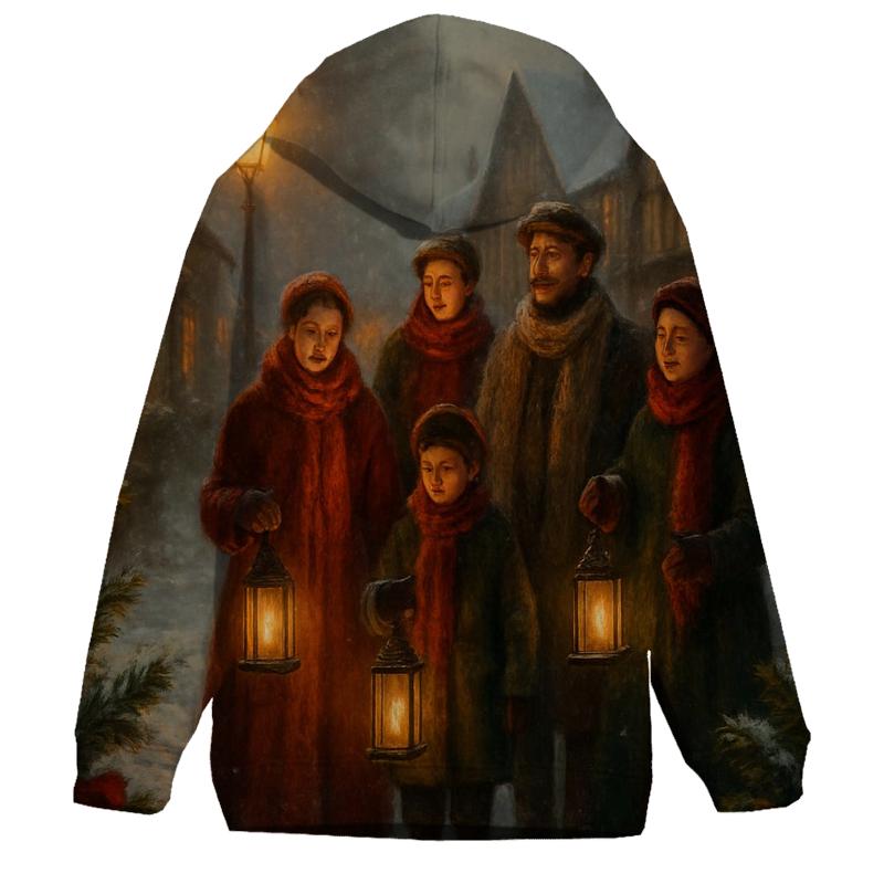 Candlelit Carolers On Snowy Lane pullover hoodies