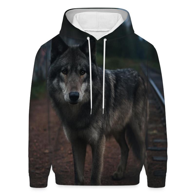 Urban Edge Wolf At Abandoned Rail Line pullover hoodies