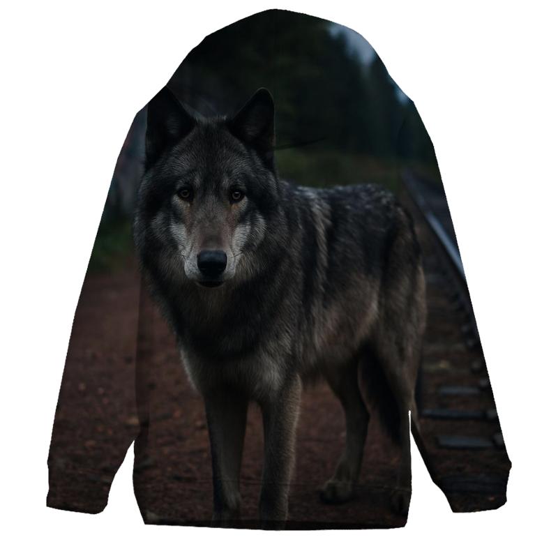 Urban Edge Wolf At Abandoned Rail Line pullover hoodies