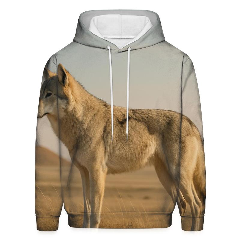 Steppe Wolf Among Ancient Burial Mounds heavyweight hoodies