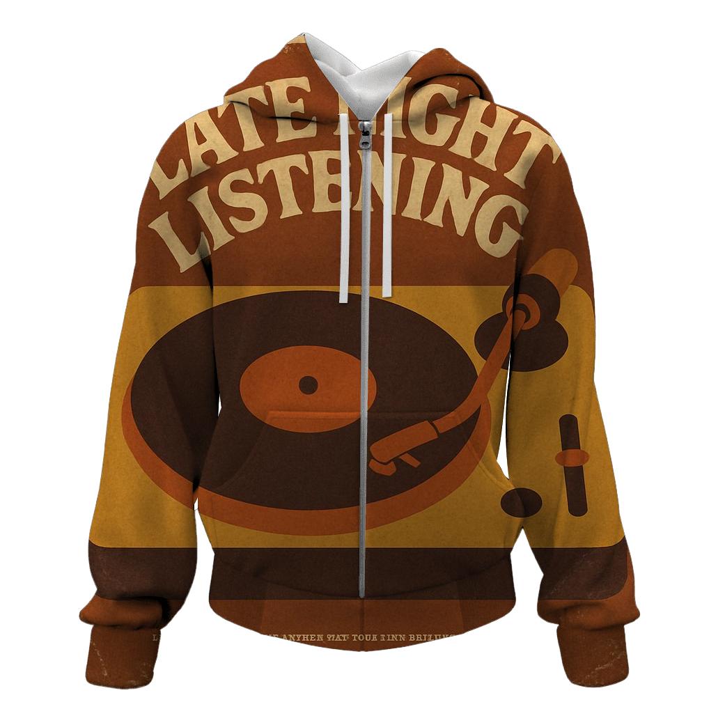 Retro Vinyl Listening Party Cover zip-up hoodies