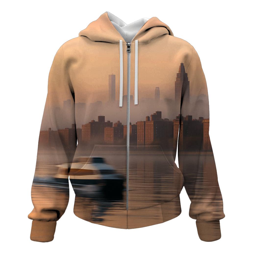 Harlem River Sunrise Skyline Reflection custom hoodies