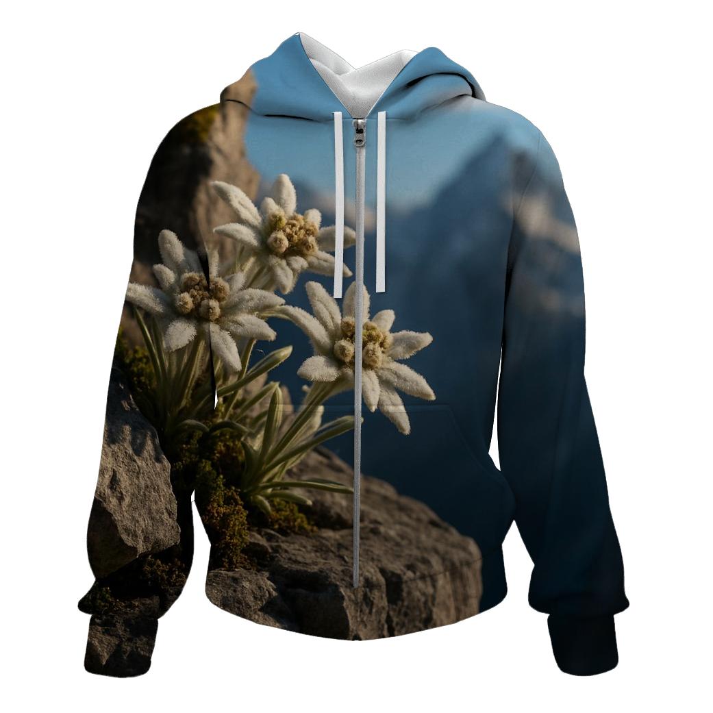 Alpine Edelweiss On Rocky Ledge printed hoodies