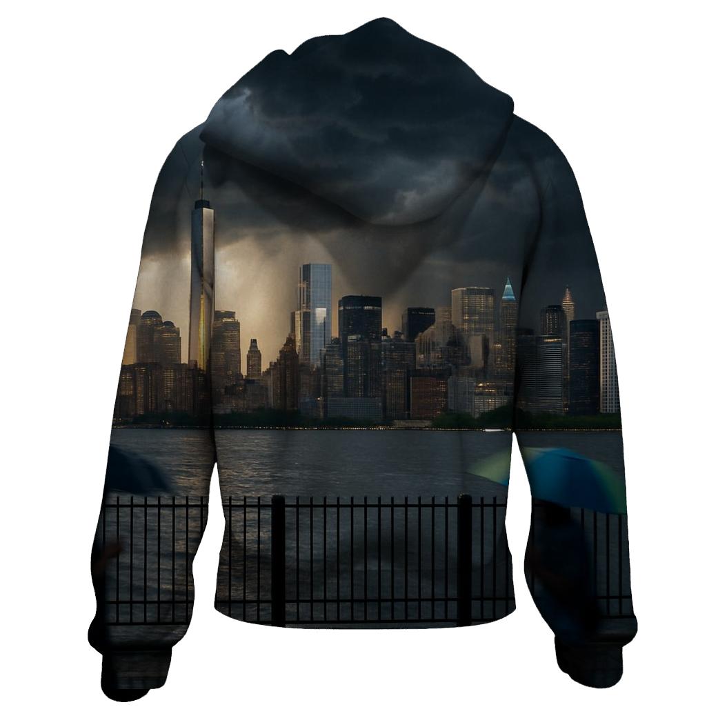 Storm Front Over Lower Manhattan Skyline premium hoodies